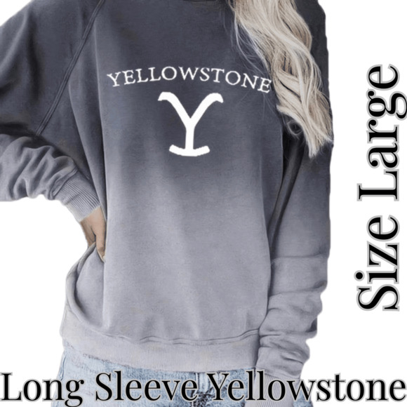 Gray Yellowstone Graphic Shirt Pullover Two Toned Ambre Sweat Shirt - Picture 1 of 6